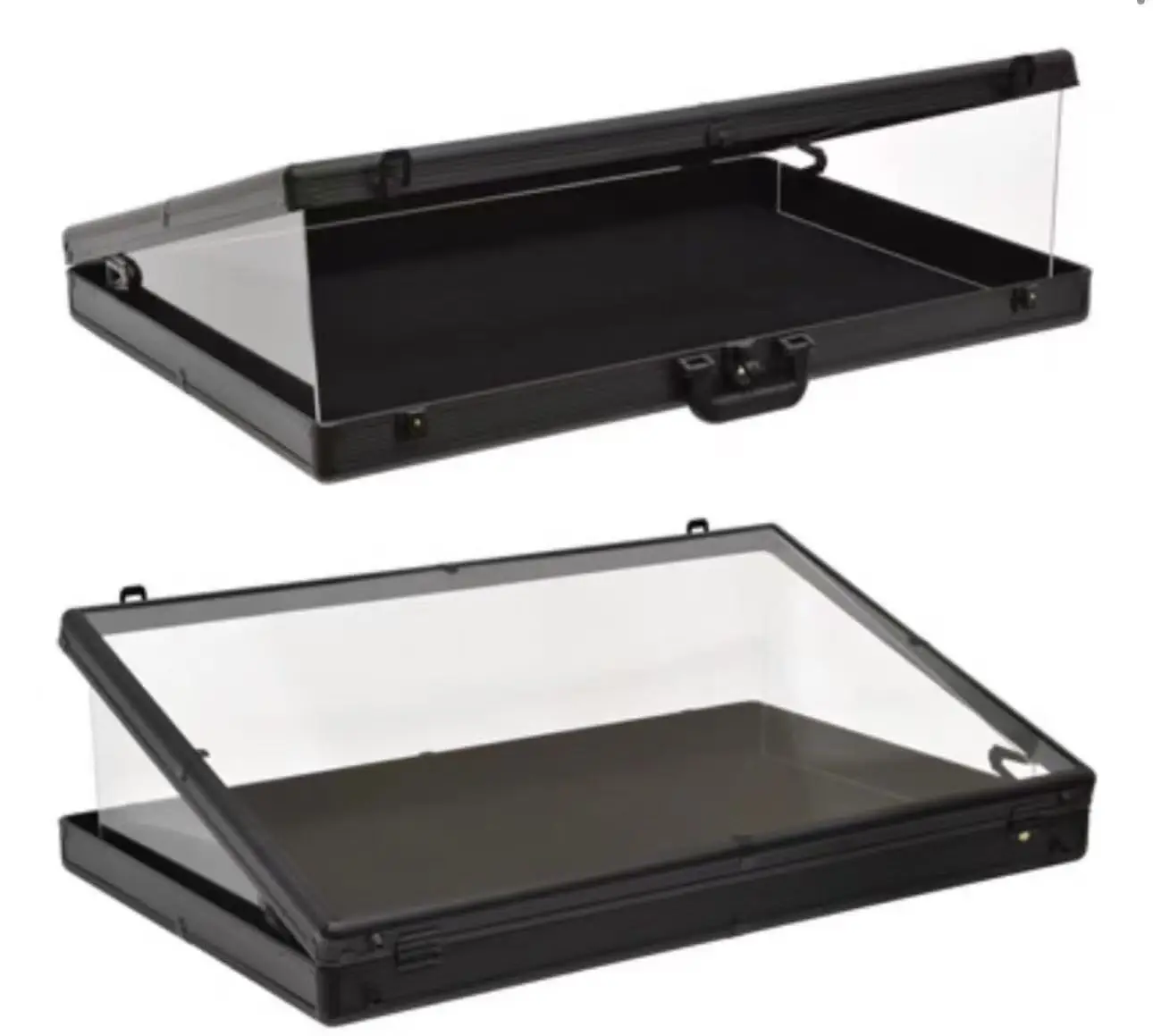 Silver Aluminum Acrylic Display Case with Lock Portable TCG Card Storage Stand for Trade Show