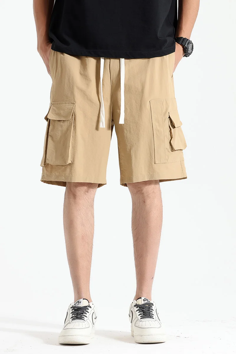 Estate 2025 Nuovi pantaloni da lavoro larghi multitasche, vita elastica casual multitasche, pantaloncini sportivi alla moda giovanile pantaloncini sportivi