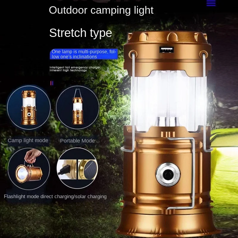 Imagem -02 - Usb Recarregável Portátil Camping Lamp 5800 Lanterna Solar Household Outdoor Multifuncional Night Market Iluminação Conveniente