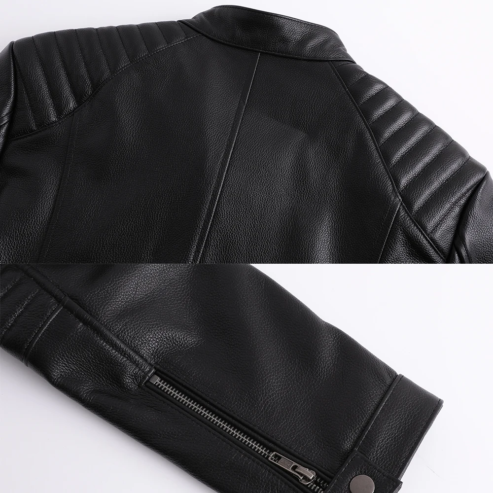 New Leather Jacket Top Layer 100% Cowhide Leather Clothes Men\'s Stand Collar Motorcycle Clothes  Autumn Winter Plus Size