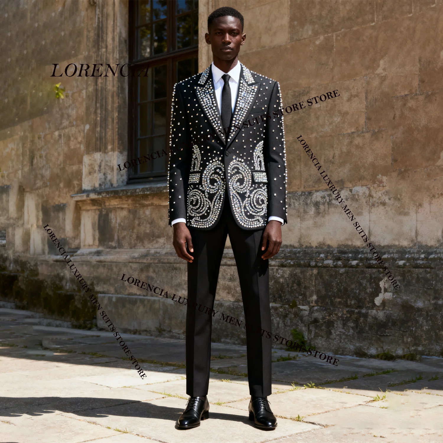 

Роскошные мужские костюмы с бриллиантами, комплекты из 2 предметов, индивидуальные мужские пиджаки для выпускного вечера, смокинги для жениха с остроконечными лацканами, Ropa Hombre