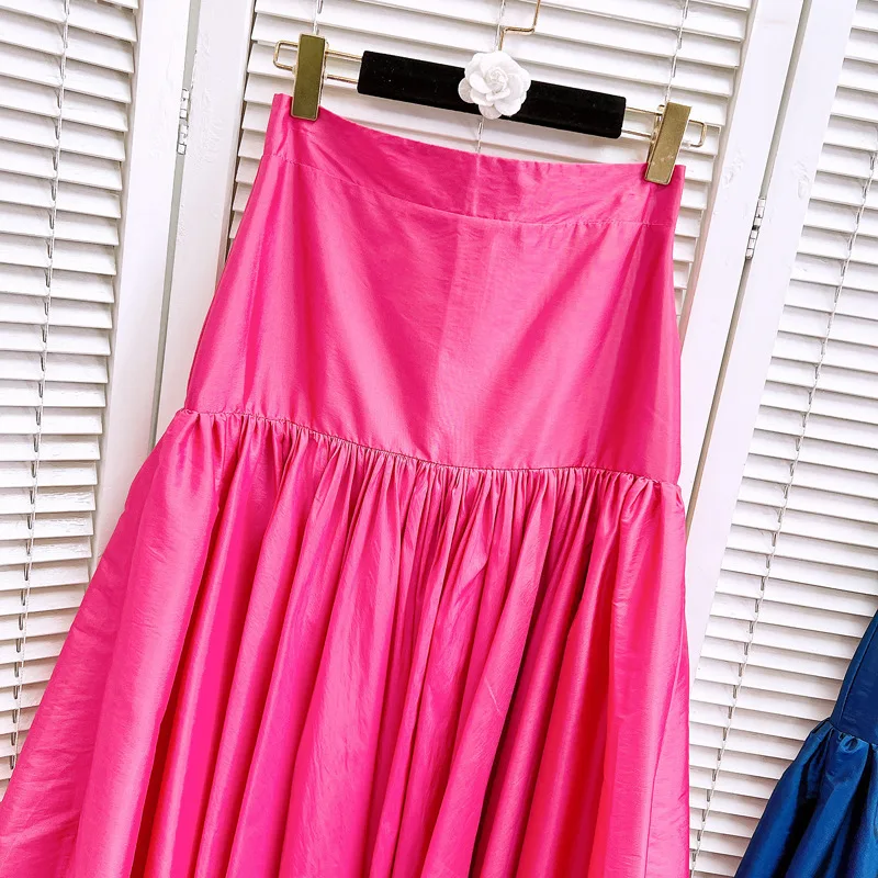 [ZOCI] French Style High Waisted Effect, Pleated Umbrella Mid Length A-line Puffy Skirt Women New