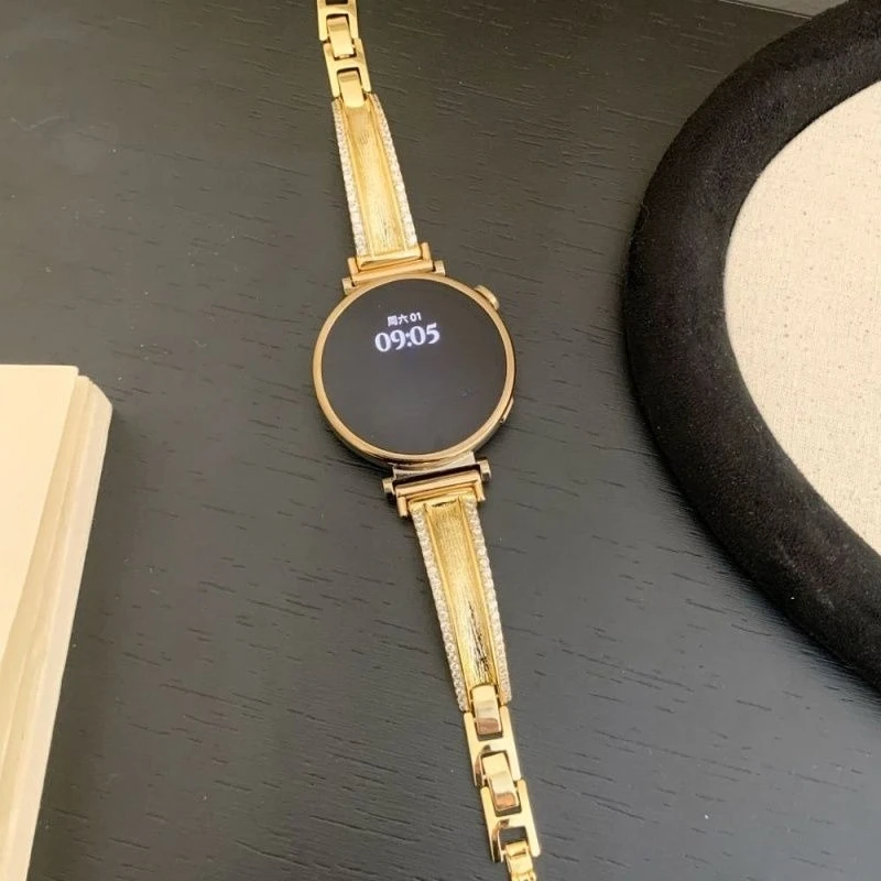 フランス製のブラッシュドメタルジルコンを使用した、Huawei GT5/GT5 Pro/GT4/GT2/3/4 22mm/20mm/18mm対応のハンドメイド腕時計ストラップ