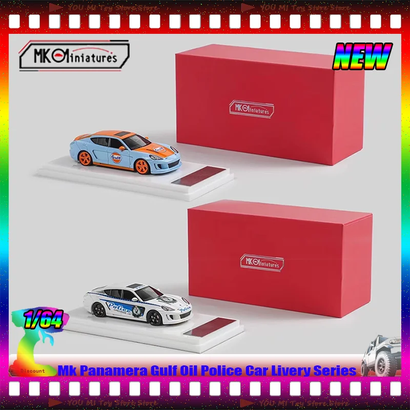 

New Mk 1:64 Panamera Gulf Oil Police Car Livery Series Simulation Resin Limited Edition Model Customized Toys Static Collectible