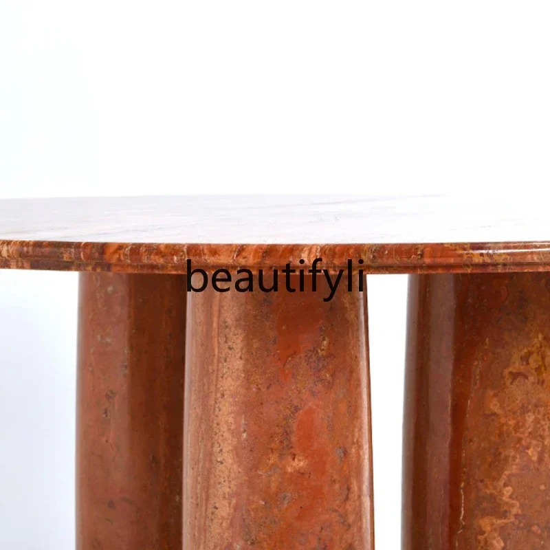 

qqNordic Round Creative Natural Household Dining Table Home Silent Wind Hotel Model Room Medieval Dining Table