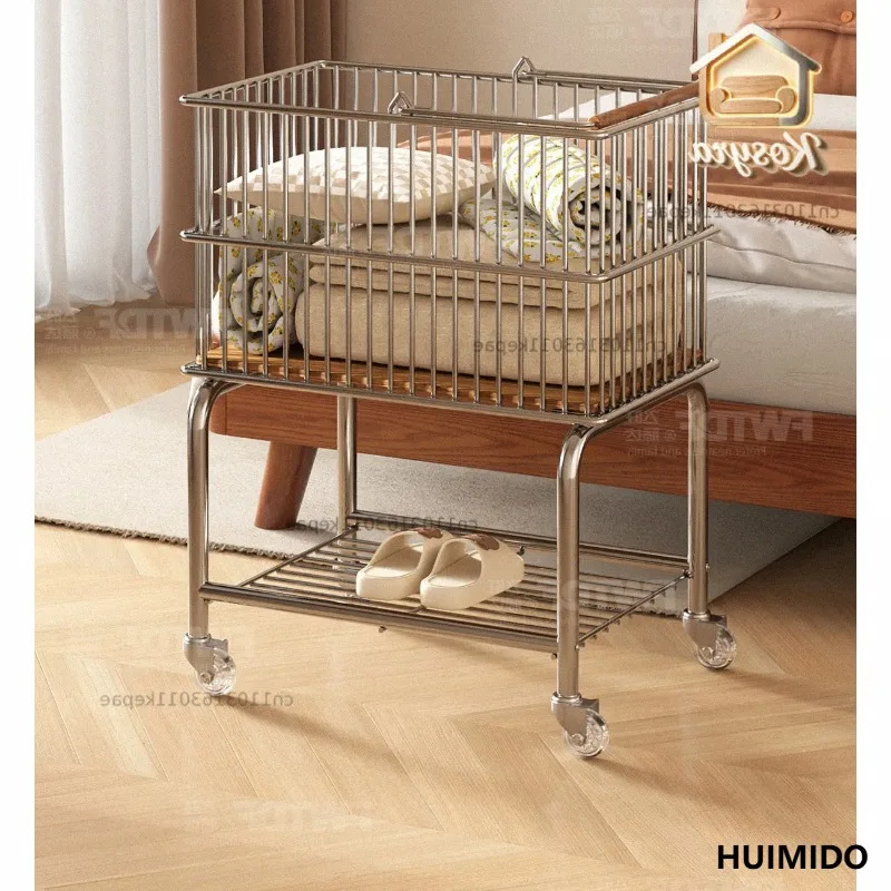 Dirty basket Home bedroom clothes storage basket Dirty basket removable medieval bathroom laundry trolley rack