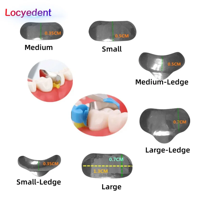 100pcs/Bag Dental Matrix Sectional Contoured Metal Matrices Bands Dentistry Wedges Forming Sheet Rings Teeth Filling Restoration