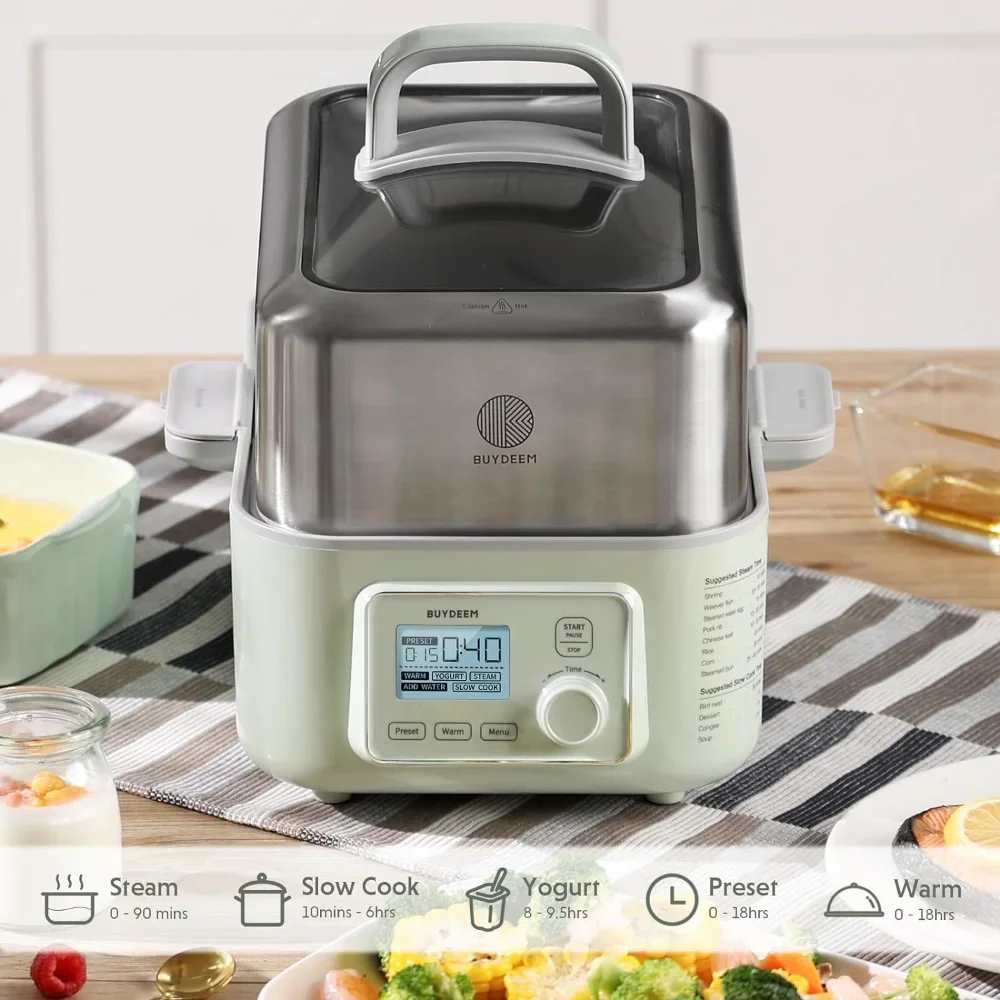 Buythem G553 vaporizzatore elettrico per alimenti da 5 quarti per cucinare, piroscafo per verdure One Touch, vapore multifunzionale digitale, vapore rapido