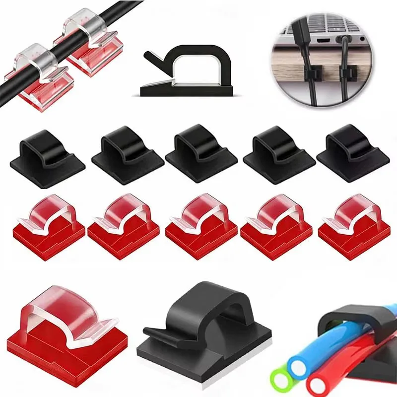 10/20/30/40/50pcs Cable Clips Adhesive Cable Organizer Cord Holder Durables Strong Cable Wire Management For Car Office And Home