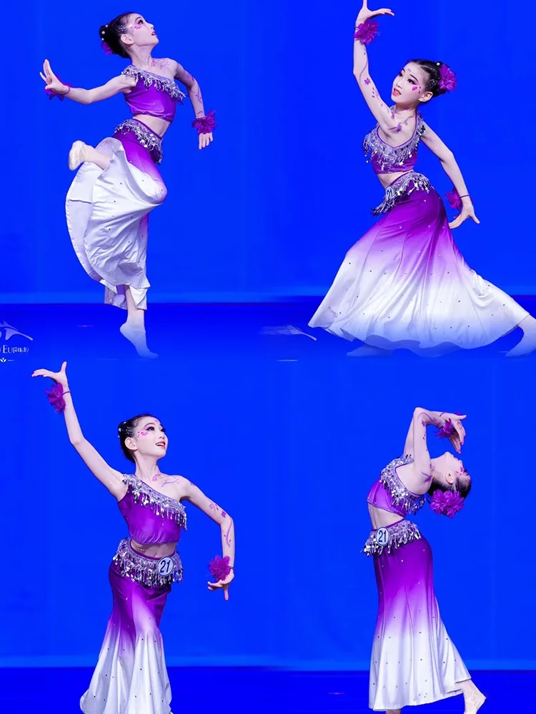 

Children's Dai Dance Costume New Style Female Solo Dance Skirt Clouds of the South Performance Clothes Ethnic Festival