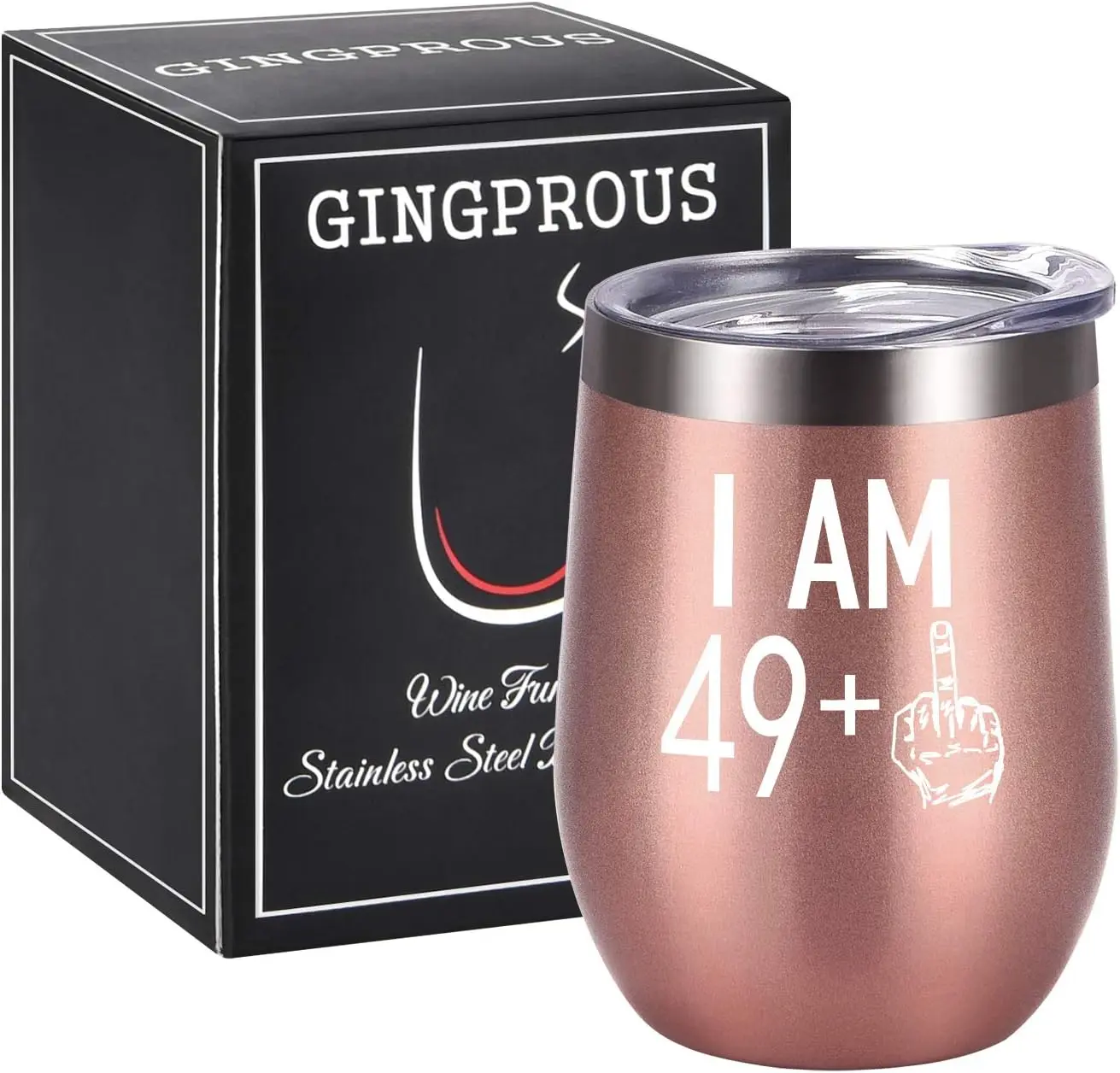 49 Plus One Middle Finger Wine Tumbler Hadiah Ulang Tahun ke-50 untuk Wanita, Ide Hadiah Tumbler Lucu Berusia 50 Tahun untuk Istri Sahabat Terbaik