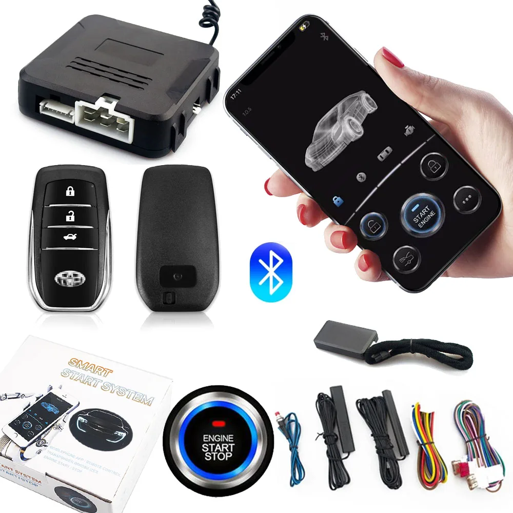 Universal Car Alarm Remote Control PKE Car Keyless Entry Engine Start Alarm System Push Button Remote Starter Stop Auto