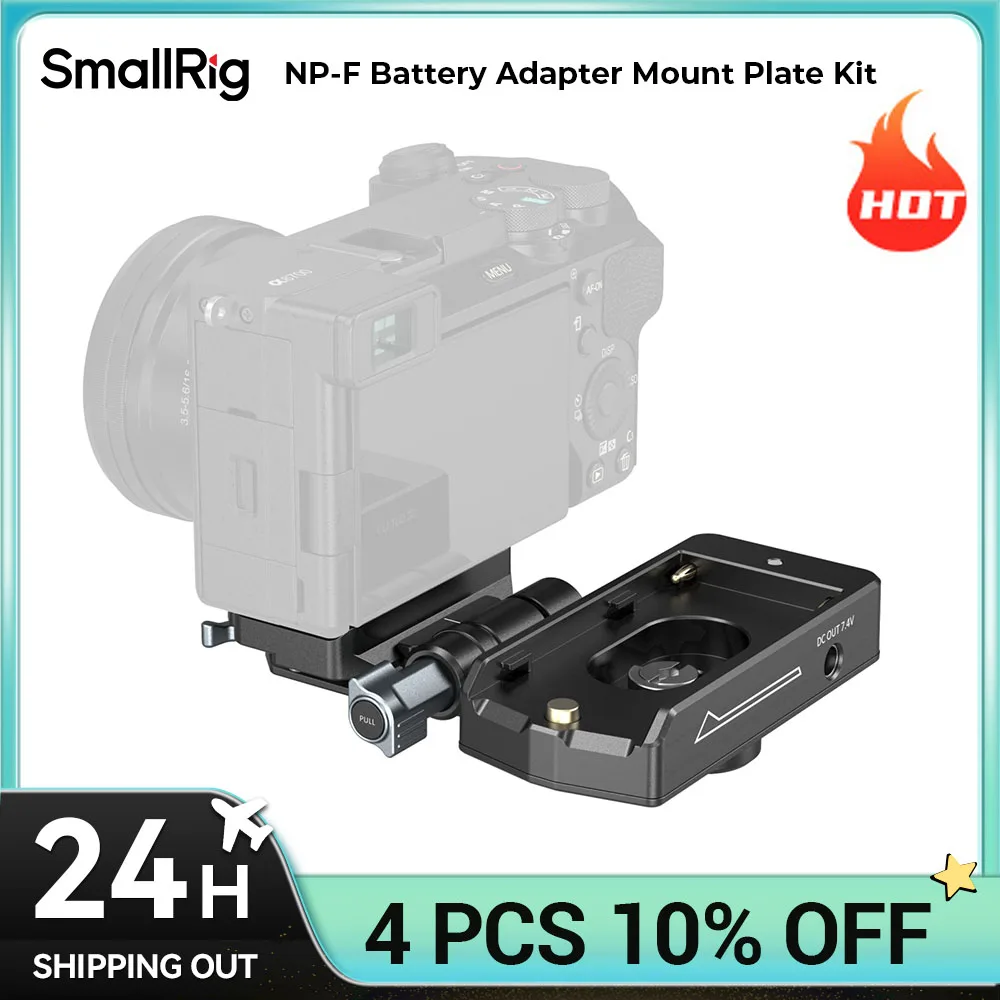 SmallRig NP-F Battery Adapter Mount Plate Kit for Mirrorless Cameras Rotatable Adapter with Dual Arca-Swiss Dual DC Output Ports