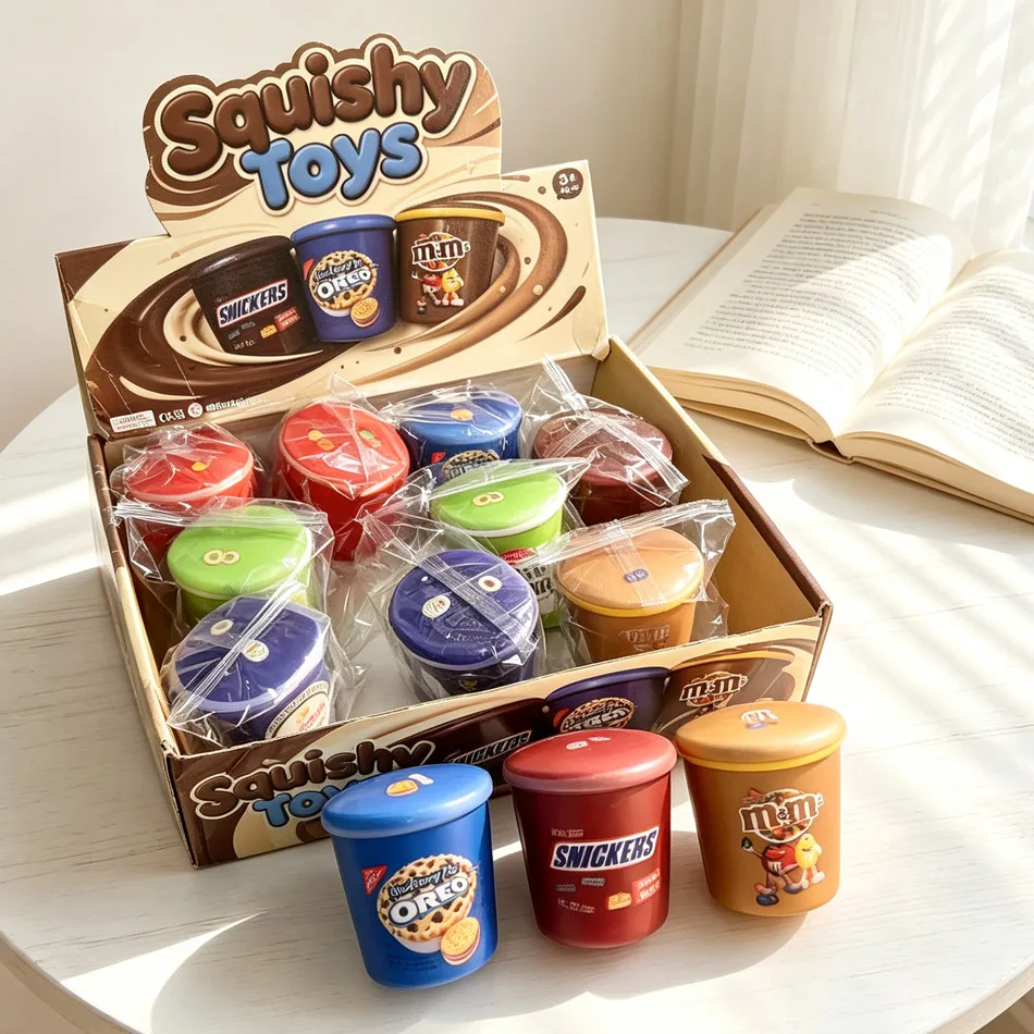 Popular 12Pcs Snack Can Squishy Toys Soft Slow Rising Squeeze Stress Relief Toy Relaxing Hand Play Gifts Random Styles