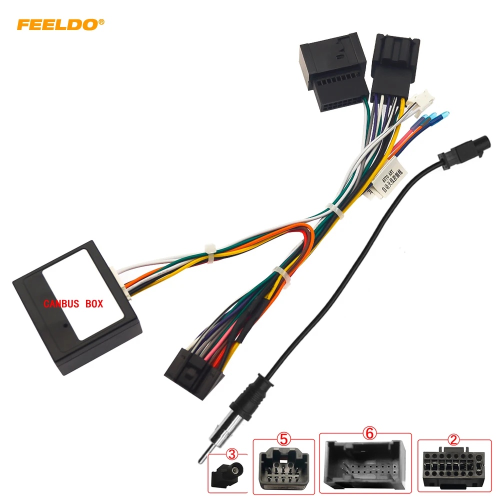 

FEELDO Car 16pin Power Cord Wiring Harness Adapter With Canbus Box For Peugeot C3/C4 (21-24,Low Trim Level)Installation Head