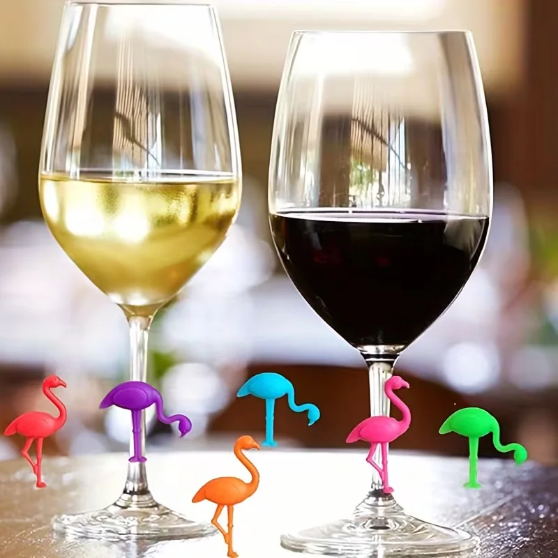 6 pieces or 12 pieces of flamingo wine cups with silicone decorations, suitable for party decoration