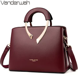 Echt Vanderwah Hoge Kwaliteit Lederen Casual Tote Luxe Handtassen Vrouwen Tassen Designer Schouder Crossbody Tassen Voor Vrouwen 2021