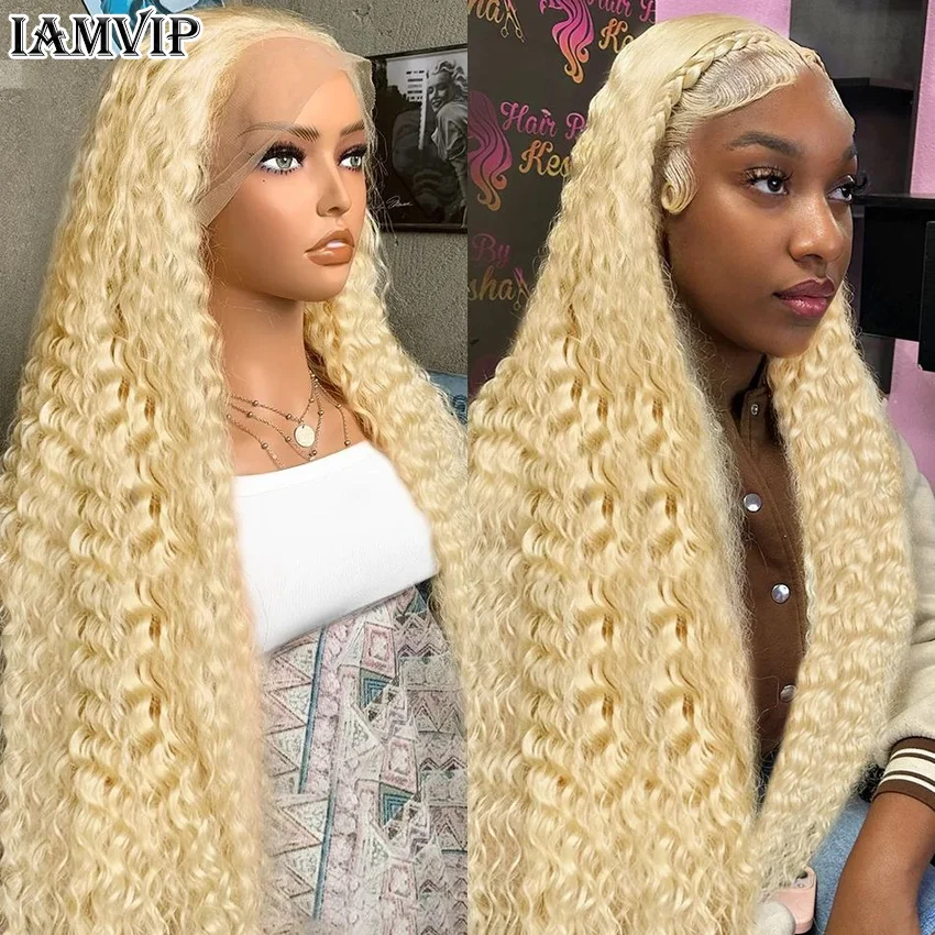 New 250 Density 30 Inch Deep Wave 613 Honey Blonde 13x4 360 Lace Front Human Hair Wig 5x5 Lace Frontal Curly Wave Wigs for Women