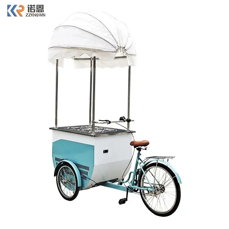 OEM Italian Ice Cream Gelato Bike Cart Color Refrigerator Cart Trike Food Cart Ice Cream Kiosk Design