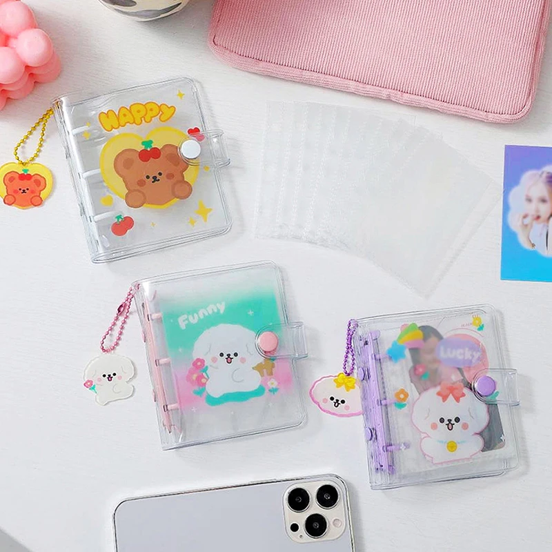 Cartoon Photocard Holder Binder With Pendant Transparent 3 Inch Photo Album INS Mini InsIdols Cards Cover Collection Book