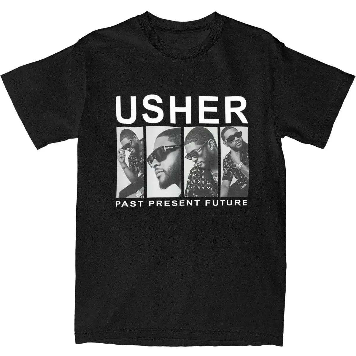 

Men Usher Past Present Future Tour T Shirts Pure Cotton Clothes Summer Streetwear Short Sleeve T-Shirt Hip HopTee Shirt 5XL 6XL