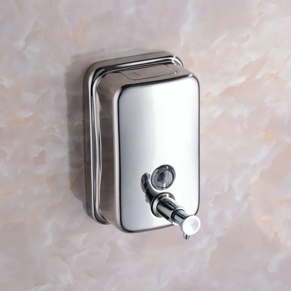 Wall Mounted Hotel 800ml Stainless Steel Hand Manual Liquid Soap Dispenser For Hotel Bathroom