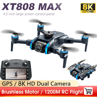 XT808 Screen Display Drones 5G Optical Flow GPS Folding With WIFI Transmission 8K HD Professional Aerial Camera Quadcopters Toys