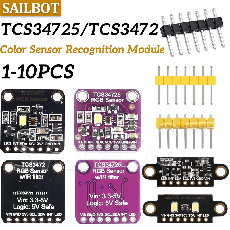 1-10PCS TCS34725 TCS3472 Color Sensor Recognition Module RGB Development Board IIC For Arduino STM32 laboratory