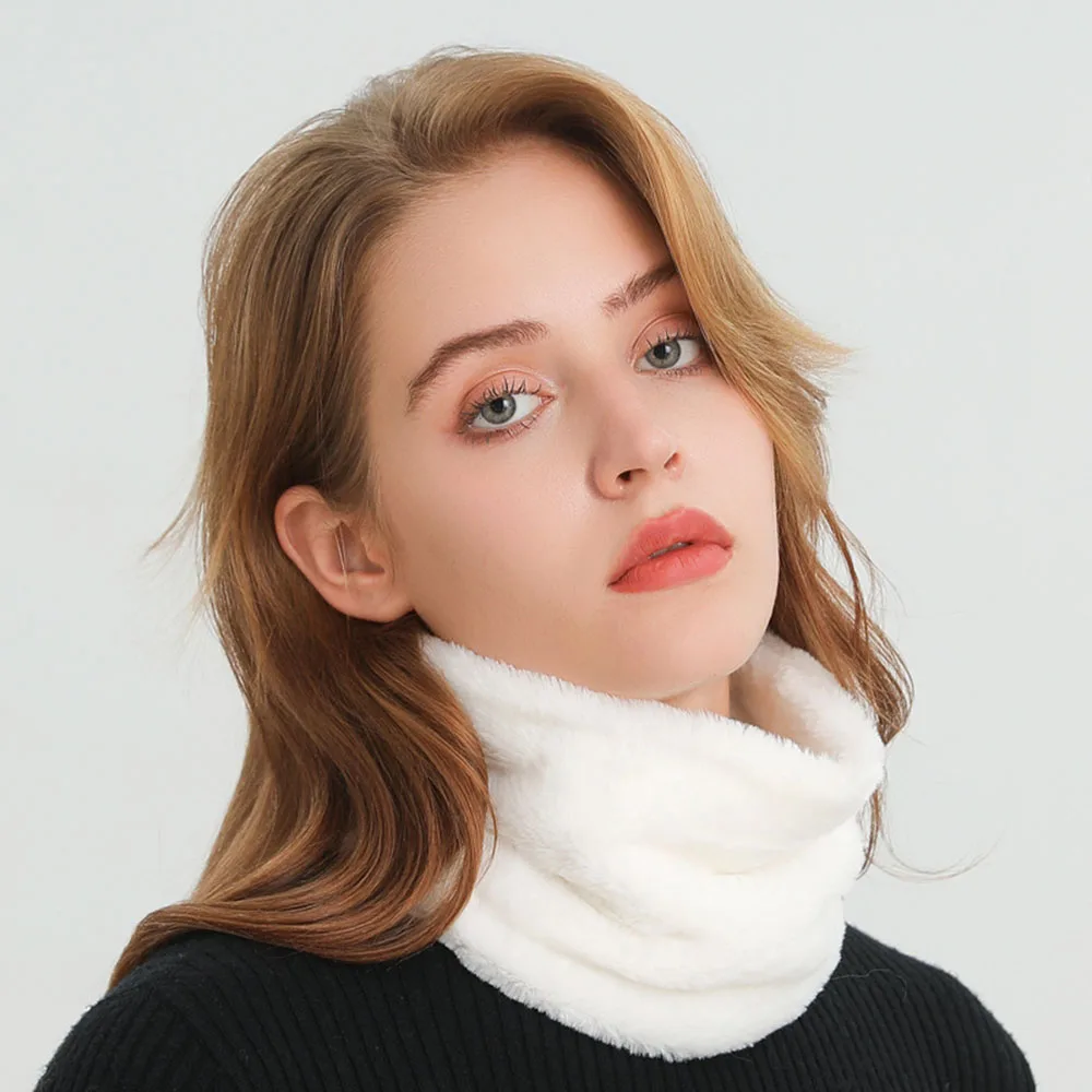 S Solid Plush Thick Outdoor Sports Men Women Children Neckerchief Imitation Rabbit Fur Winter Warm Plush Snood Neck Scarves New