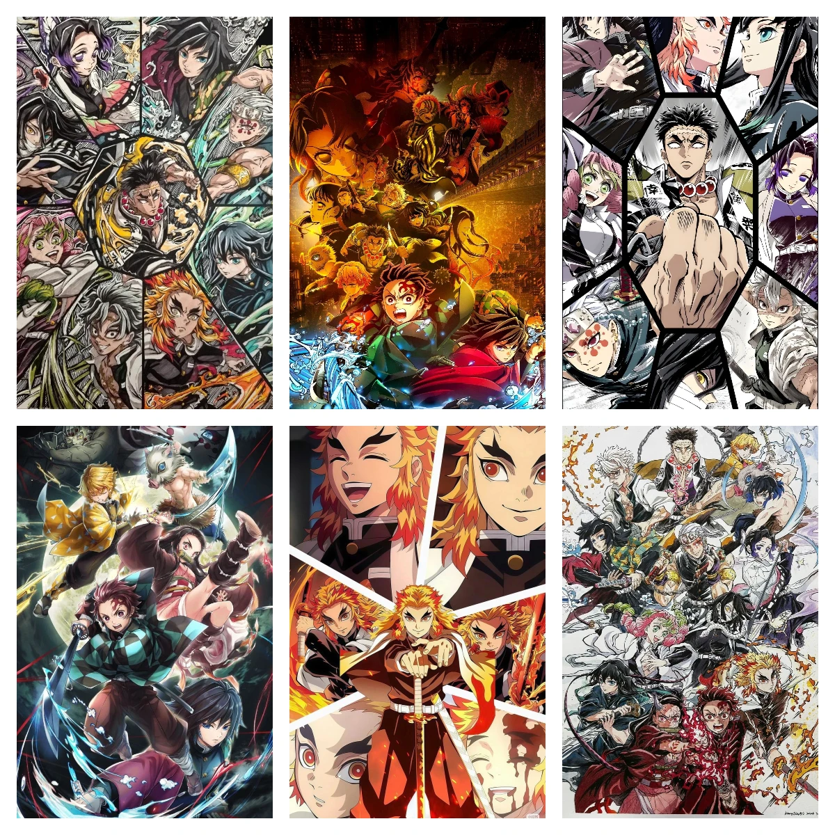 DIY Demon Slayer Kimetsu No Yaiba Hashira Anime Diamantmalerei Mystische Fantasy Moderne Wanddekoration für Wohnzimmer Schlafzimmer