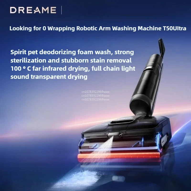 

Беспроводная швабра Dreame T50 Ultra с 0-завитками для шерсти домашних животных, всасыванием 22000 Па, автоматическим сухим и антибактериальным покрытием — удаление зародышей 99,9%