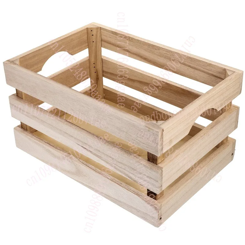 

Storage Box Basket with Lid Woven Folding Crate Wood Large Baskets for Wooden Vintage
