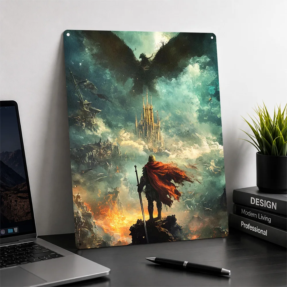 Fantasy Realm Artwork 3D Texture Printed Poster Custom Vintage Metal Tin Plate Sign for Wall Art Decor Luxury Bedroom Stuff Home