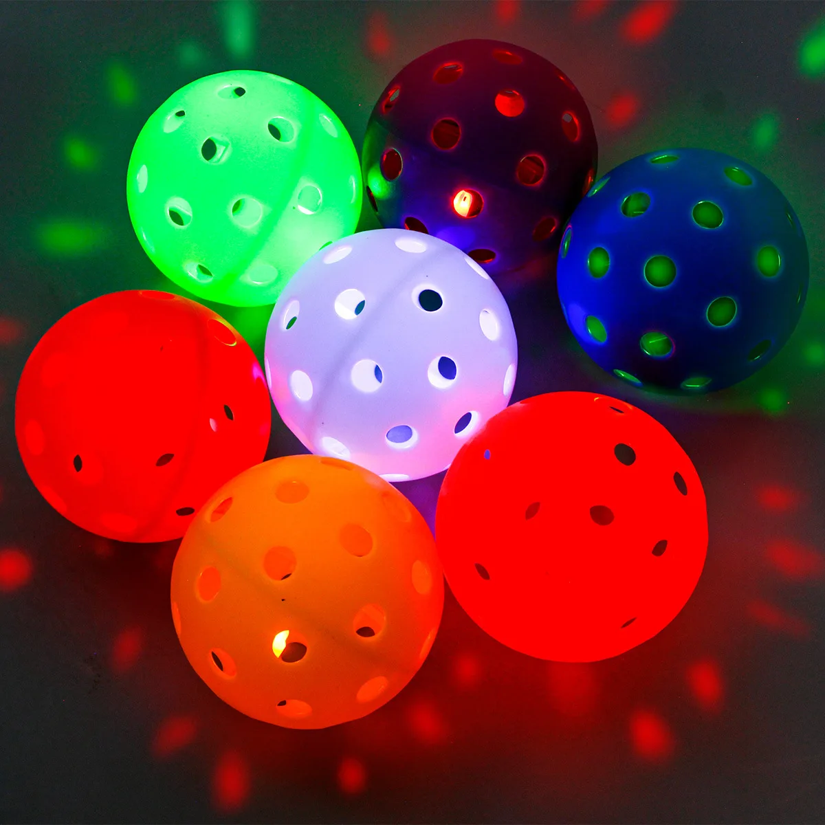 

SONGYI Glow in The Dark Pickleball 7 Color Outdoor Pickleballs LED Light Up High Visibility and Long-Lasting for Nighttime Play