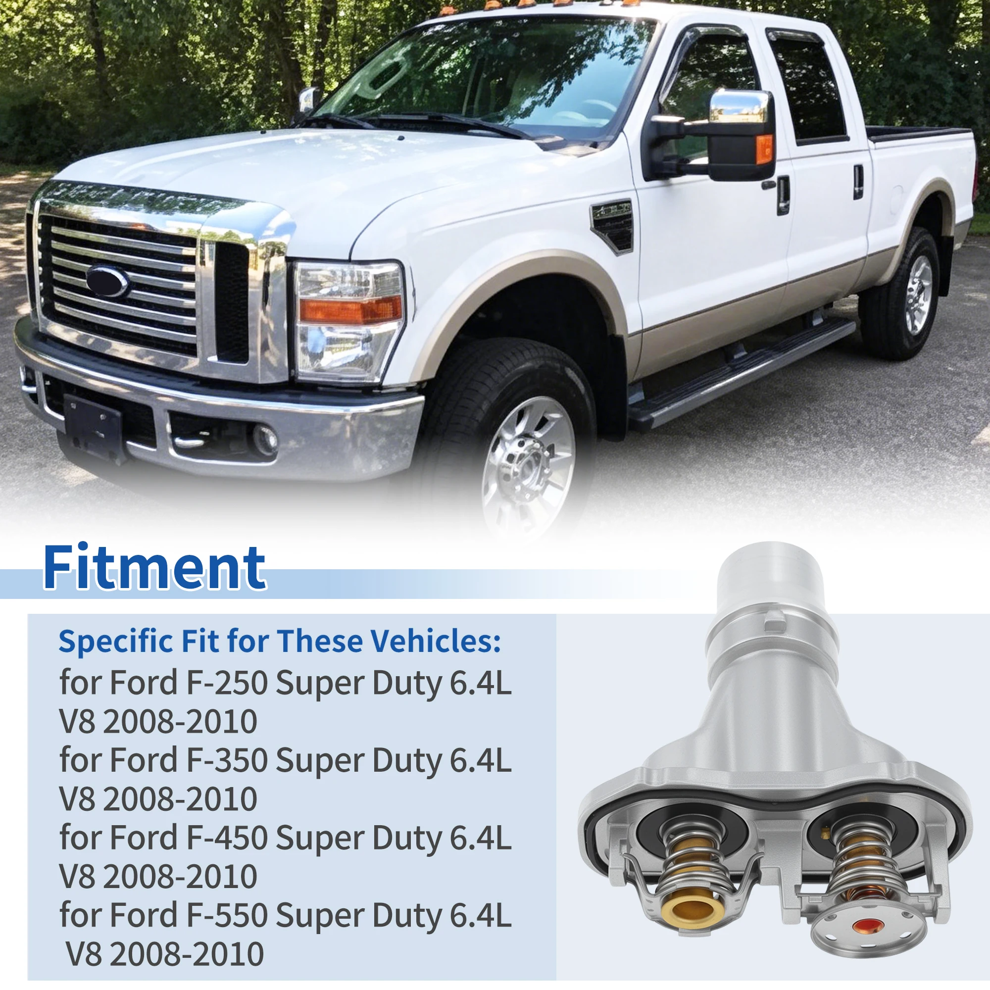 X Autohaux Thermostat Assembly for Ford F-250 F-350 F-450 F-550 Super Duty 6.4L 2008-2010