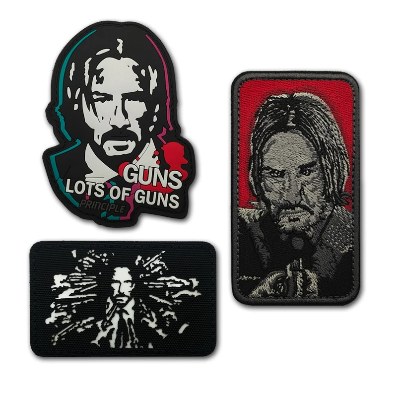 Johnwick Classic Movie Lines PVC And Glow in dark Patches Hook Loop Tactical Patch for Clothing Keanu Personality Badge Armband