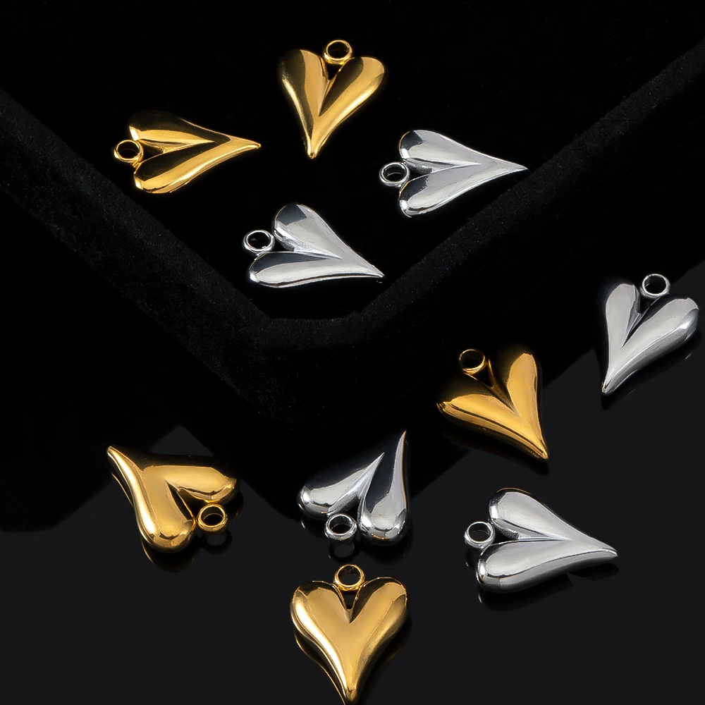 

5pcs Stainless Steel Big Hole Heart Charms Pendants for DIY Jewelry Findings Women Necklace Bracelets Supplies Earrings Making