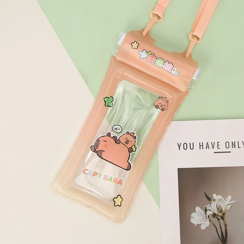 사랑스러운 카피바라 방수 폰 파우치 7.2인치 범용 만화 에어백 보호대