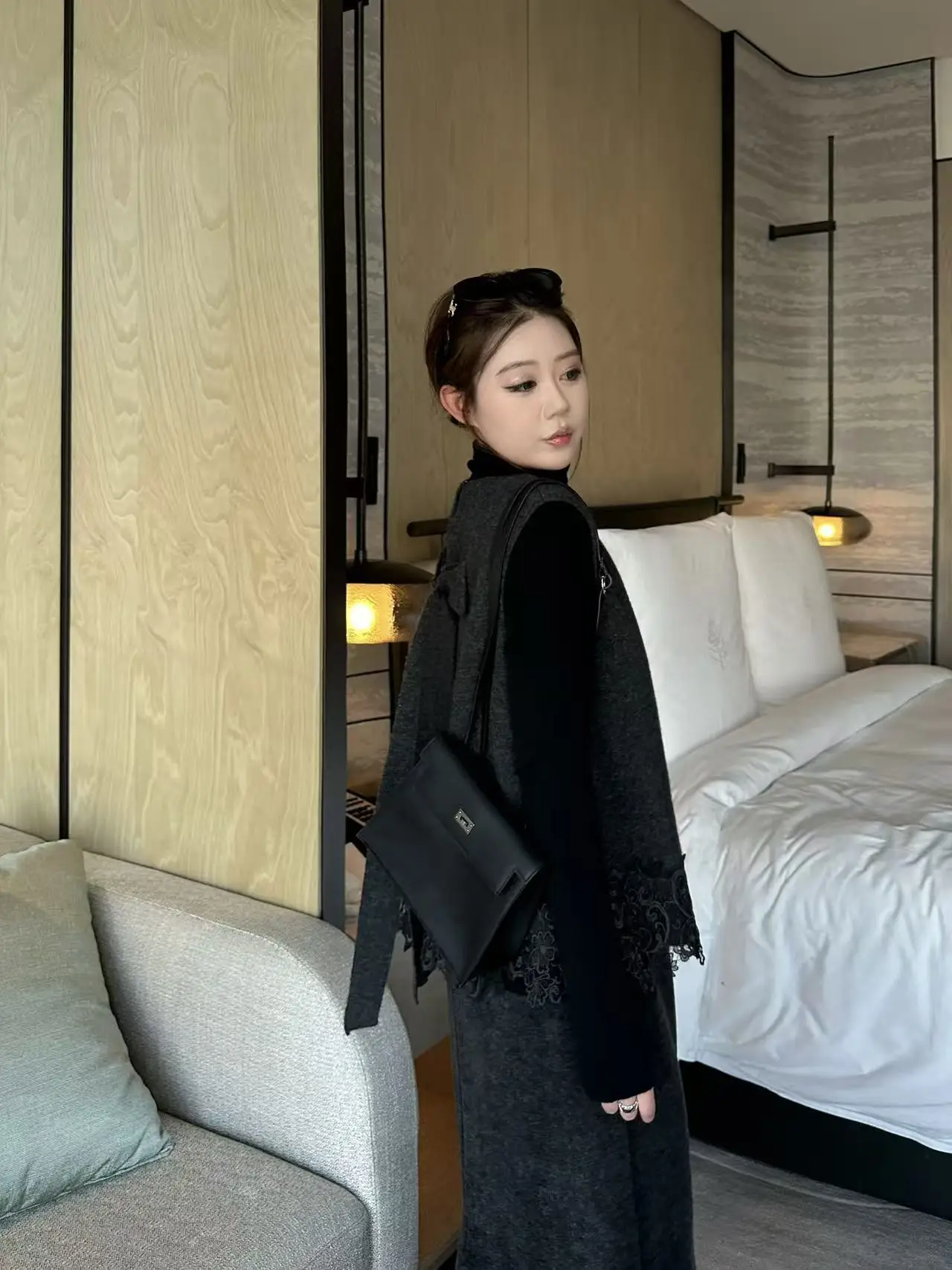 

Женский комплект больших размеров с бантом: длинная юбка и жилет, модный французский стиль, одежда для женщин на осень-зиму.