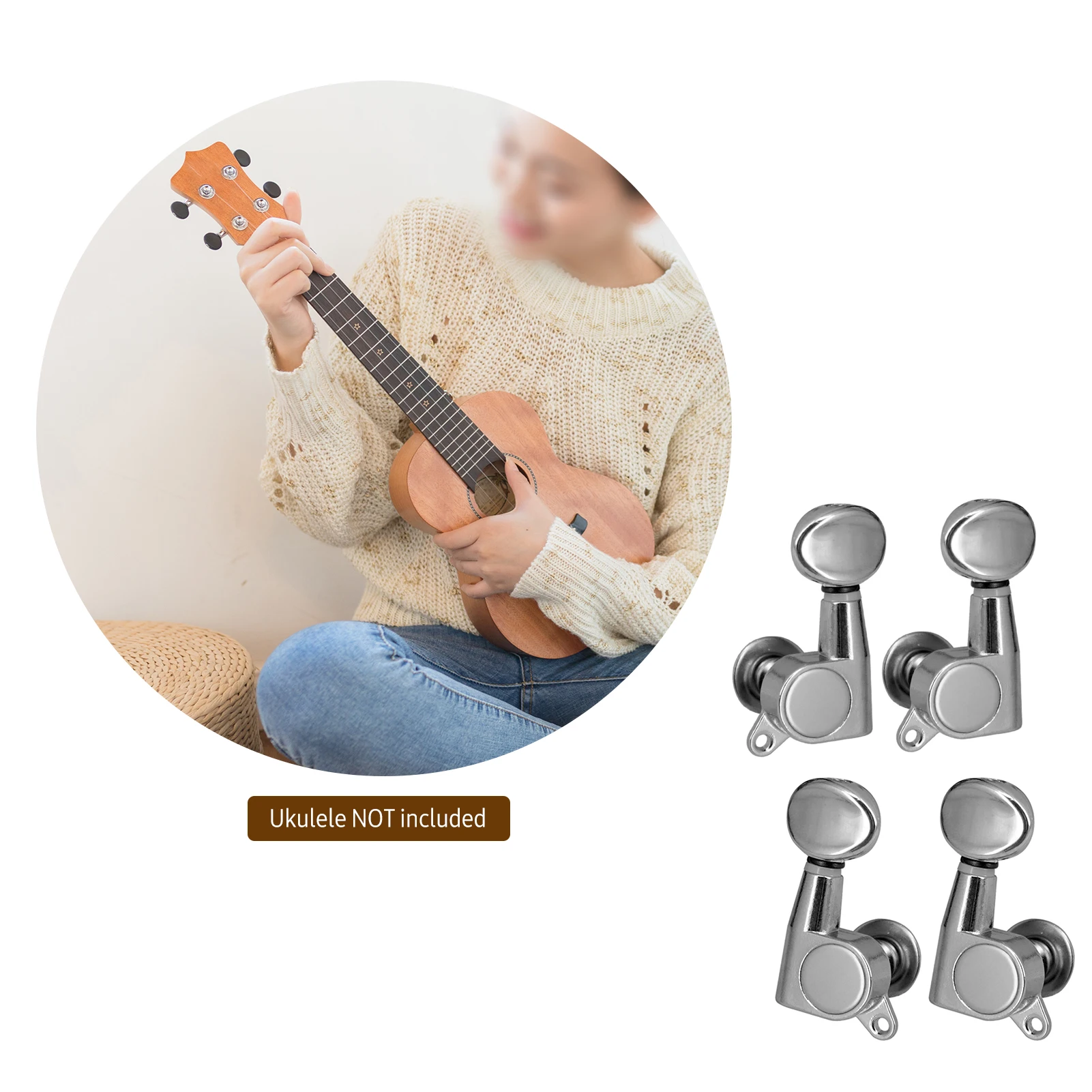 4 PCS Ukulele Tuning Peg Uke Knobs 1:15 Closed Style Tuners Tuning Key for 4 String Ukelele