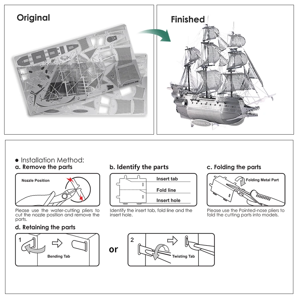 Piececool Model Building kit The Flying Dutchman 3D Puzzle Metal DIY Set Jigsaw per regali per adulti