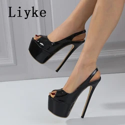 Liyke lato Sexy Peep Toe 16CM ekstremalne wysokie obcasy Party klub nocny striptizerka buty do Pole Dance kobiece pantofle na platformie Stiletto Mujer