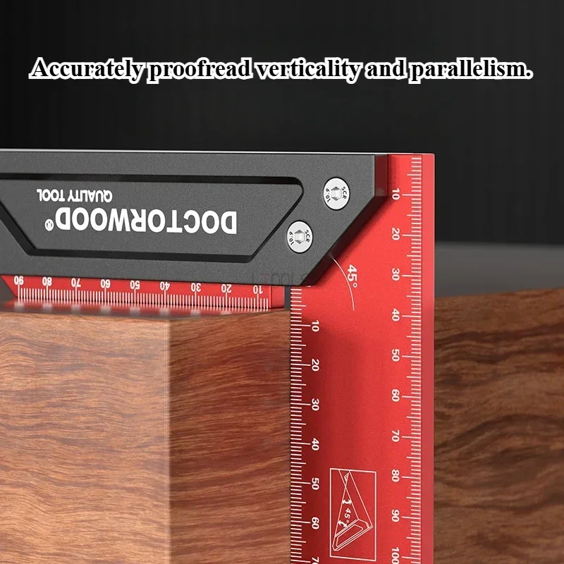 Precision Measuring Ruler-Universal Combination Angle 45/90° Multifunctional Thickened Aluminum Alloy L-shaped Right Angle Ruler