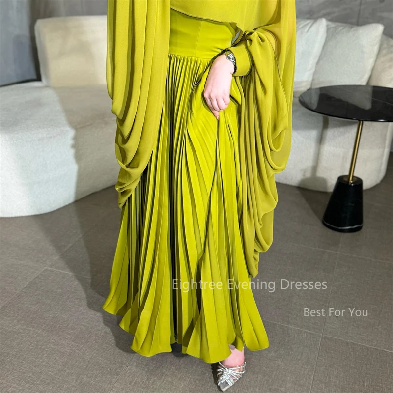 Eightree Vintage Green Chiffon Prom Dress A Line Formal Occasion Evening Party Gowns Arabic Homecoming Casual Evening Dresses