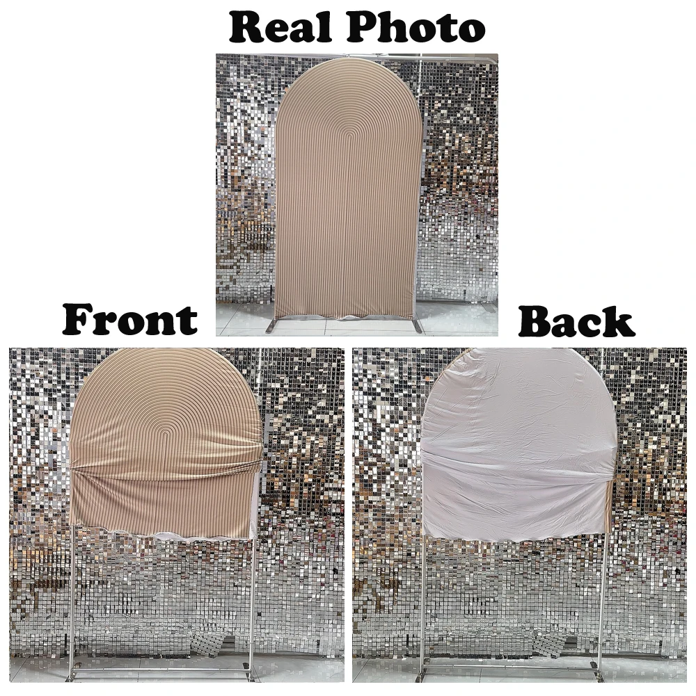 Beige Ripples Arched Fabric Cover for Parties Stretchy Chiara Backdrops Arched Stands Covers Arch Backdrop Cover HP-463