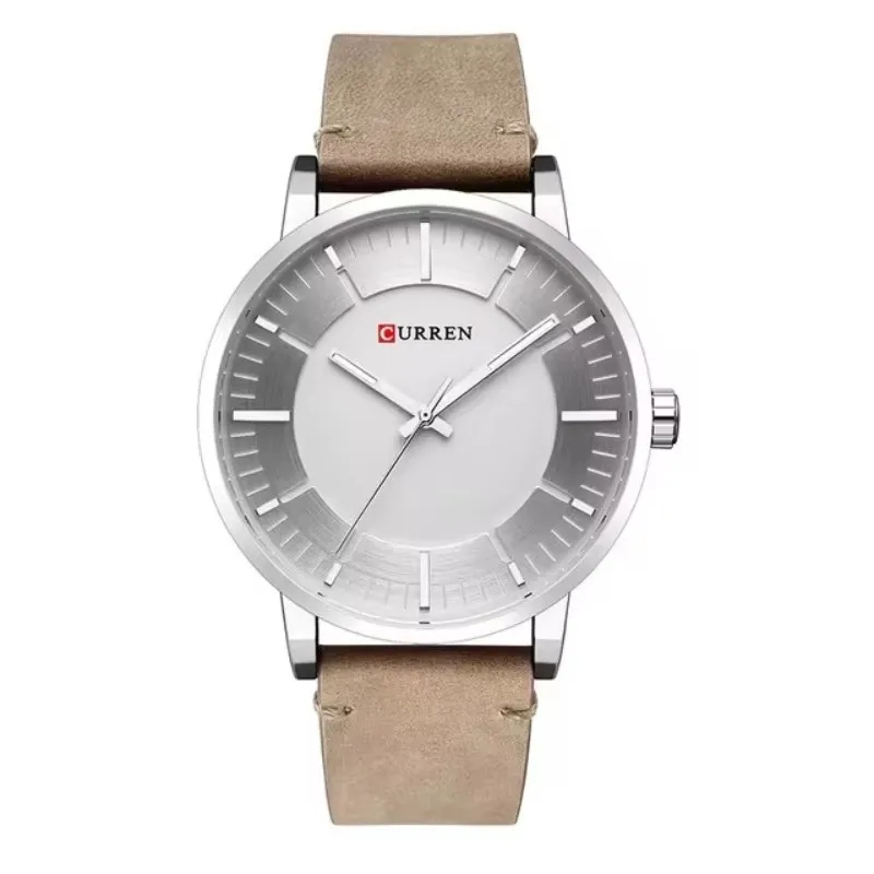 CURREN 8332 Fashion Matching Single Item Leather Strap Quartz Men's Watch Casual Simple Style Waterproof Practical Men's Watch