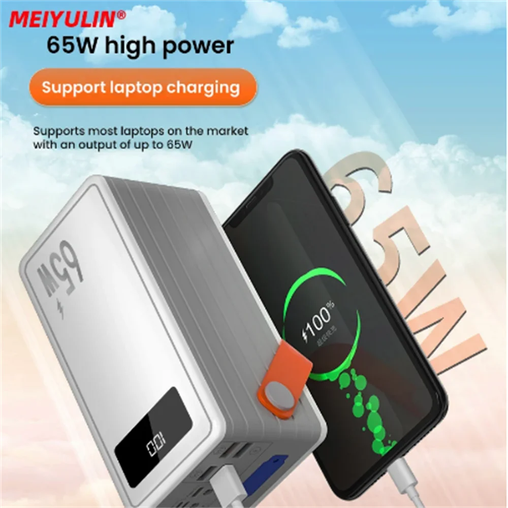 80000mAh Power Bank Station Pd 65w Fast Charging External Battery Pack For IPhone Samsung Xiaomi Notebook Car Jump Starter