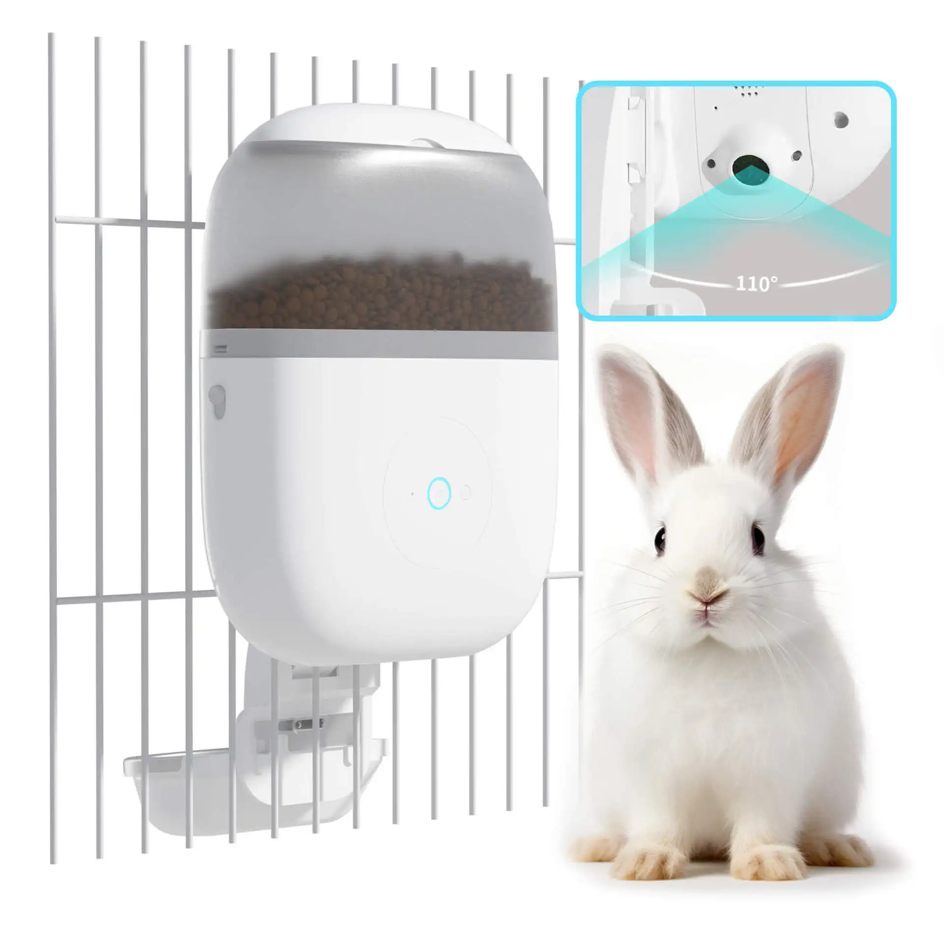 

1.8L Cage Hanging Automatic Rabbit Pet Food Dispenser Wifi App Smart Cat Dog Food Feeder Bowl With HD Camera