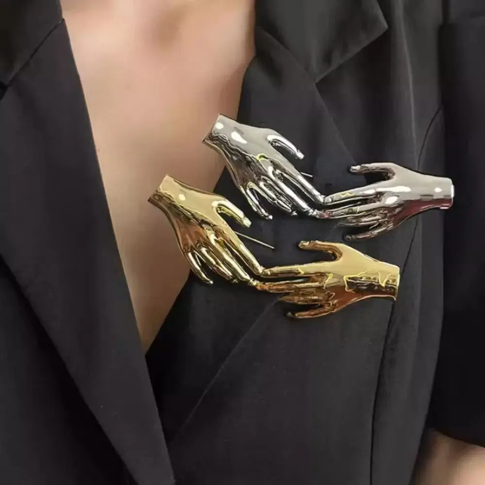 Новая металлическая брошь в форме ладони в форме руки, золотистая, серебряная булавка в стиле панк, броши унисекс, креативные булавки для шарфа, клипса для мужчин и женщин