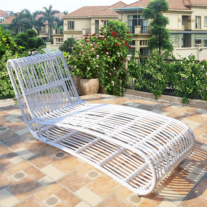 Outdoor garden, courtyard, swimming pool, rough rattan bed, outdoor villa, outdoor balcony, lazy resort, lunch break chair